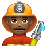 man firefighter: medium-dark skin tone สำหรับแพลตฟอร์ม Whatsapp