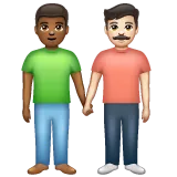 men holding hands: medium-dark skin tone, light skin tone para a plataforma Whatsapp