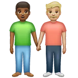Whatsapp 플랫폼을 위한 men holding hands: medium-dark skin tone, medium-light skin tone