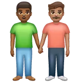 men holding hands: medium-dark skin tone, medium skin tone per la piattaforma Whatsapp