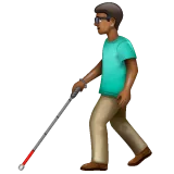 man with white cane: medium-dark skin tone alustalla Whatsapp