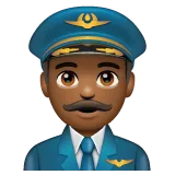 man pilot: medium-dark skin tone لمنصة Whatsapp