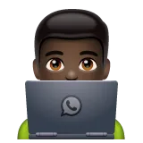 man technologist: dark skin tone สำหรับแพลตฟอร์ม Whatsapp