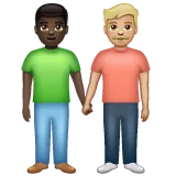 Whatsapp 플랫폼을 위한 men holding hands: dark skin tone, medium-light skin tone