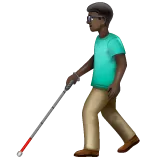 man with white cane: dark skin tone for Whatsapp-plattformen