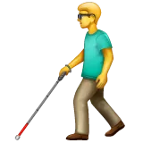 man with white cane til Whatsapp platform