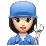woman mechanic: light skin tone per la piattaforma Whatsapp