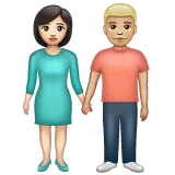 Whatsapp dla platformy woman and man holding hands: light skin tone, medium-light skin tone