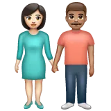 woman and man holding hands: light skin tone, medium skin tone für Whatsapp Plattform