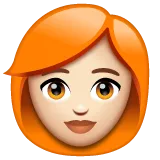 woman: light skin tone, red hair pour la plateforme Whatsapp
