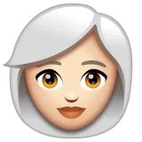 woman: light skin tone, white hair untuk platform Whatsapp