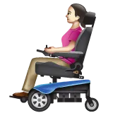 woman in motorized wheelchair: light skin tone لمنصة Whatsapp