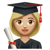woman student: medium-light skin tone til Whatsapp platform