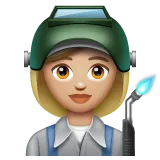 Whatsapp platformu için woman factory worker: medium-light skin tone