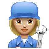 woman mechanic: medium-light skin tone สำหรับแพลตฟอร์ม Whatsapp