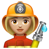 woman firefighter: medium-light skin tone สำหรับแพลตฟอร์ม Whatsapp