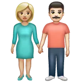 woman and man holding hands: medium-light skin tone, light skin tone for Whatsapp platform