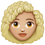 Whatsapp dla platformy woman: medium-light skin tone, curly hair