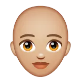 Whatsapp platformu için woman: medium-light skin tone, bald