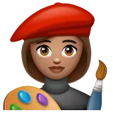 woman artist: medium skin tone สำหรับแพลตฟอร์ม Whatsapp