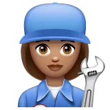 woman mechanic: medium skin tone สำหรับแพลตฟอร์ม Whatsapp