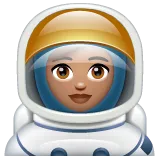 Whatsapp platformu için woman astronaut: medium skin tone