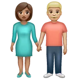 woman and man holding hands: medium skin tone, medium-light skin tone for Whatsapp platform