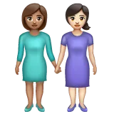 women holding hands: medium skin tone, light skin tone für Whatsapp Plattform