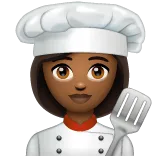 woman cook: medium-dark skin tone untuk platform Whatsapp
