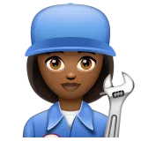 woman mechanic: medium-dark skin tone สำหรับแพลตฟอร์ม Whatsapp