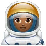 woman astronaut: medium-dark skin tone สำหรับแพลตฟอร์ม Whatsapp