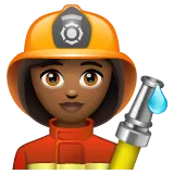 woman firefighter: medium-dark skin tone สำหรับแพลตฟอร์ม Whatsapp