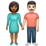 woman and man holding hands: medium-dark skin tone, light skin tone for Whatsapp platform