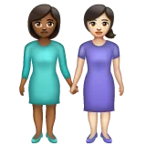 Whatsapp dla platformy women holding hands: medium-dark skin tone, light skin tone