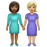 women holding hands: medium-dark skin tone, medium-light skin tone für Whatsapp Plattform