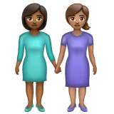 women holding hands: medium-dark skin tone, medium skin tone for Whatsapp platform