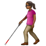 woman with white cane: medium-dark skin tone para la plataforma Whatsapp