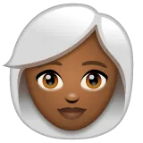 woman: medium-dark skin tone, white hair untuk platform Whatsapp