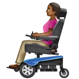 woman in motorized wheelchair: medium-dark skin tone สำหรับแพลตฟอร์ม Whatsapp