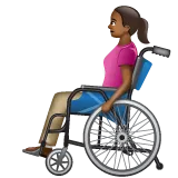 woman in manual wheelchair: medium-dark skin tone til Whatsapp platform
