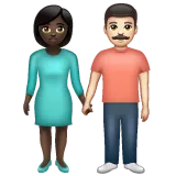 woman and man holding hands: dark skin tone, light skin tone for Whatsapp platform