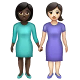 Whatsapp dla platformy women holding hands: dark skin tone, light skin tone