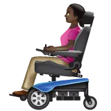 woman in motorized wheelchair: dark skin tone สำหรับแพลตฟอร์ม Whatsapp