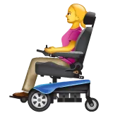 woman in motorized wheelchair for Whatsapp platform