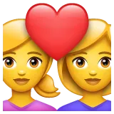 couple with heart: woman, woman per la piattaforma Whatsapp