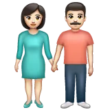 woman and man holding hands: light skin tone สำหรับแพลตฟอร์ม Whatsapp