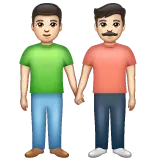 Whatsapp प्लेटफ़ॉर्म के लिए men holding hands: light skin tone
