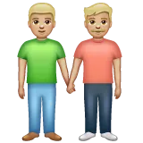 men holding hands: medium-light skin tone untuk platform Whatsapp