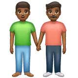 men holding hands: medium-dark skin tone untuk platform Whatsapp