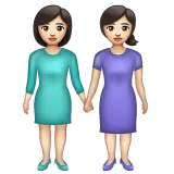 women holding hands: light skin tone لمنصة Whatsapp
